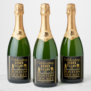 Étiquettes Pour Bouteilles De Vin Mousseux 100 Ans De Hockey À Boston