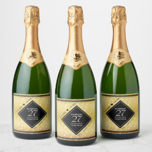 Étiquettes Pour Bouteilles De Vin Mousseux 27e anniversaire du Mariage de musique