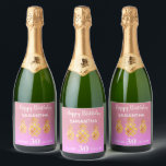 Étiquettes Pour Bouteilles De Vin Mousseux 30th birthday party pineapples rose gold pink name<br><div class="desc">An elegant and girly sparkling wine bottle label for a glam 30th birthday party for her. 3 faux gold colored tropical pineapples. Girly rose gold, blush pink and pink ombre faux glitter background. Template for a name, white hand lettered style script. With the hand lettered text: Happy Birthday. Template for...</div>