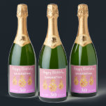 Étiquettes Pour Bouteilles De Vin Mousseux 30th birthday party pineapples rose gold pink name<br><div class="desc">An elegant and girly sparkling wine bottle label for a glam 30th birthday party for her. 3 faux gold colored tropical pineapples. Girly rose gold, blush pink and pink ombre faux glitter background. Template for a name, white hand lettered style script. With the hand lettered text: Happy Birthday. Template for...</div>