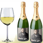 Étiquettes Pour Bouteilles De Vin Mousseux 30th birthday photo hello 30 guys men<br><div class="desc">Template for Your photo.  White text overlay: Hello 30!  A label for a 30th birthday party for guys.</div>