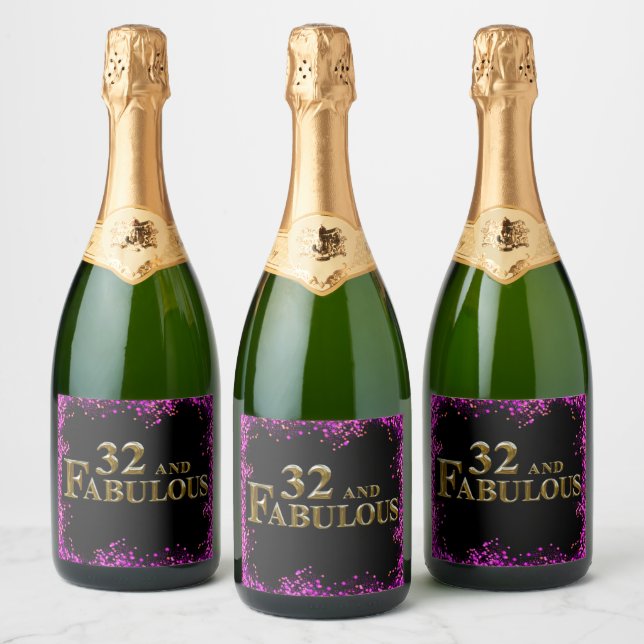 Étiquettes Pour Bouteilles De Vin Mousseux 32e anniversaire  (Bouteilles)