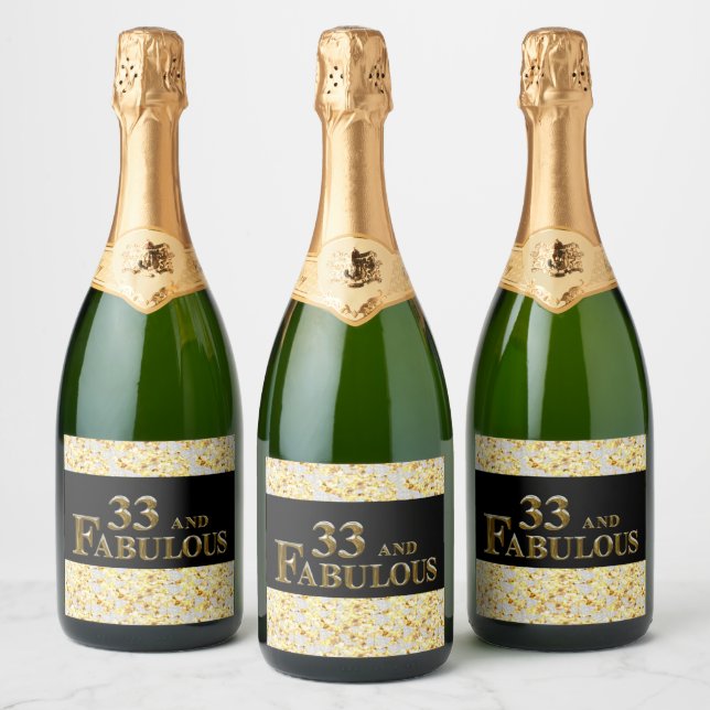 Étiquettes Pour Bouteilles De Vin Mousseux 33e anniversaire  (Bouteilles)