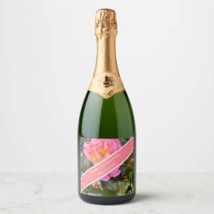 Étiquettes Pour Bouteilles De Vin Mousseux 35e anniversaire Mariage Rose corallien