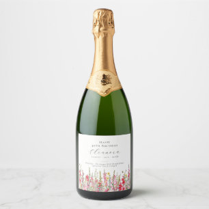 Étiquettes Pour Bouteilles De Vin Mousseux 40e Anniversaire Août Fleur de naissance Fournitur