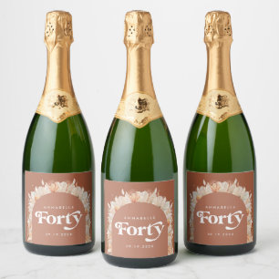 Étiquettes Pour Bouteilles De Vin Mousseux 40e anniversaire arche moderne pampas herbe terre
