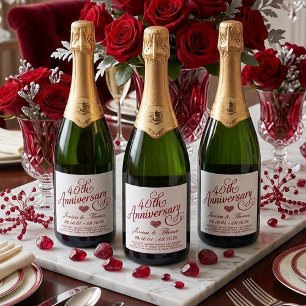 Étiquettes Pour Bouteilles De Vin Mousseux 40e anniversaire de mariage de rubis