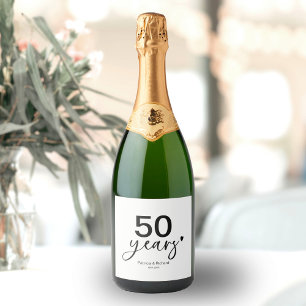 Étiquettes Pour Bouteilles De Vin Mousseux 50 Anniversaire Mariage Noir Et Blanc