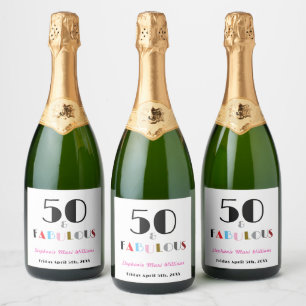 Étiquettes Pour Bouteilles De Vin Mousseux 50 ans et Fabuleux Art Déco Fête d'anniversaire 50