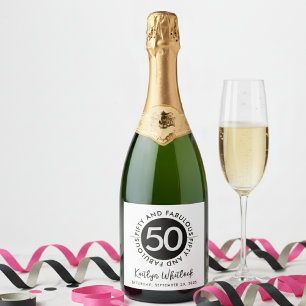 Étiquettes Pour Bouteilles De Vin Mousseux 50 ans et fabuleux Nom Date 50e anniversaire