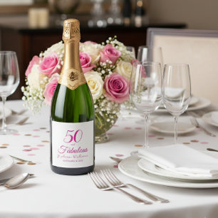Étiquettes Pour Bouteilles De Vin Mousseux 50 ans et Fabuleux Nom Date 50e Fête d'anniversair