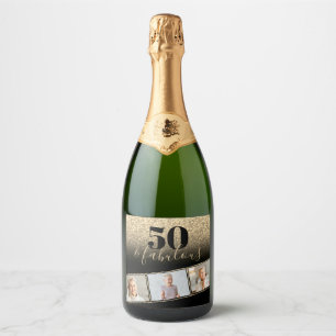 Étiquettes Pour Bouteilles De Vin Mousseux 50 et Fabulous Black & Gold Faux Parties scintilla