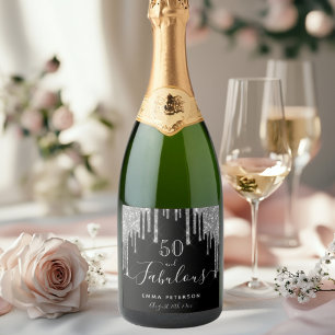 Étiquettes Pour Bouteilles De Vin Mousseux 50 fabuleux anniversaire noir parties scintillant 