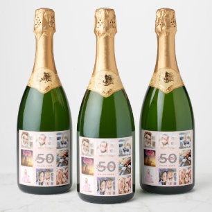Étiquettes Pour Bouteilles De Vin Mousseux 50 fabuleux anniversaire rose or photo applaudisse