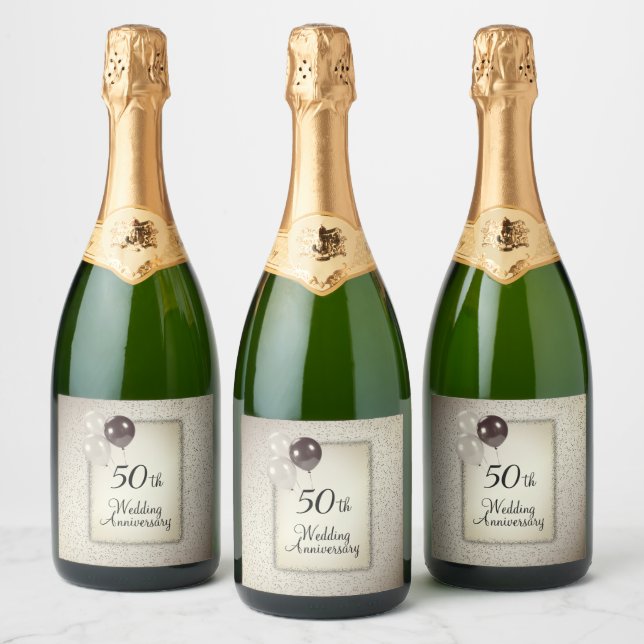 Étiquettes Pour Bouteilles De Vin Mousseux 50e anniversaire du Mariage (Bouteilles)