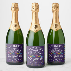 Étiquettes Pour Bouteilles De Vin Mousseux 50e anniversaire Gemmes colorées les plus fabuleu