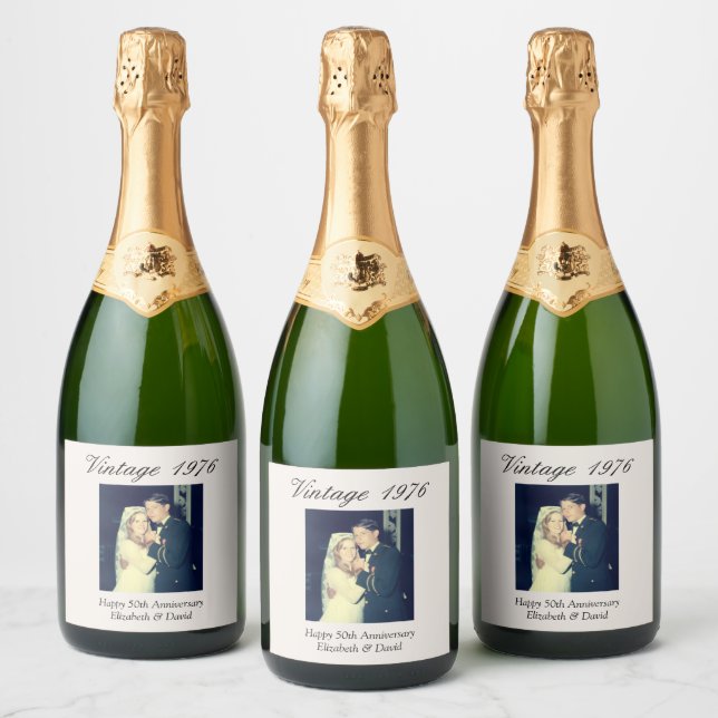 Étiquettes Pour Bouteilles De Vin Mousseux 50th Anniversary Gift Personalized Wedding Photo (Bouteilles)