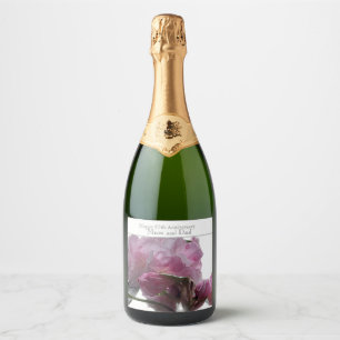Étiquettes Pour Bouteilles De Vin Mousseux 57e anniversaire du Mariage Rhododendron rose