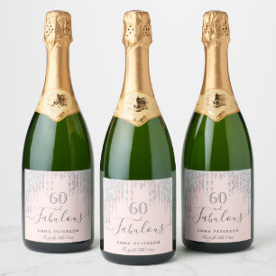Étiquettes Pour Bouteilles De Vin Mousseux 60 fabuleux anniversaire rose or parties scintilla