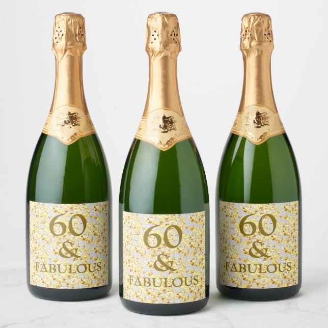 Étiquettes Pour Bouteilles De Vin Mousseux 60e anniversaire  (Bouteilles)