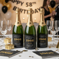 60e anniversaire Nom 1966 Black Gold Elegant Chic