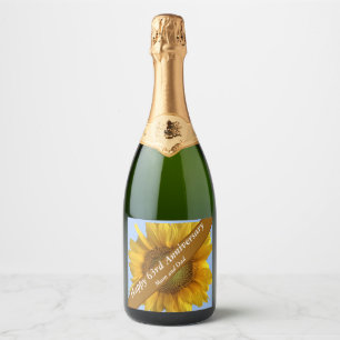 Étiquettes Pour Bouteilles De Vin Mousseux 64e anniversaire tournesol modifiable