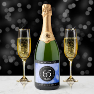 Étiquettes Pour Bouteilles De Vin Mousseux 65e anniversaire de l'élégant Mariage Blue Sapphir