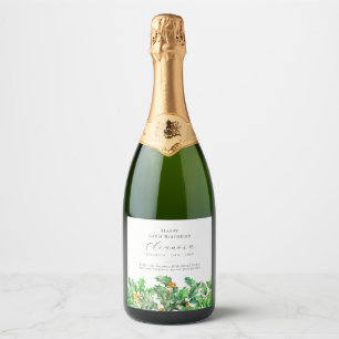 Étiquettes Pour Bouteilles De Vin Mousseux 65e anniversaire Décembre Fleur de naissance Holly