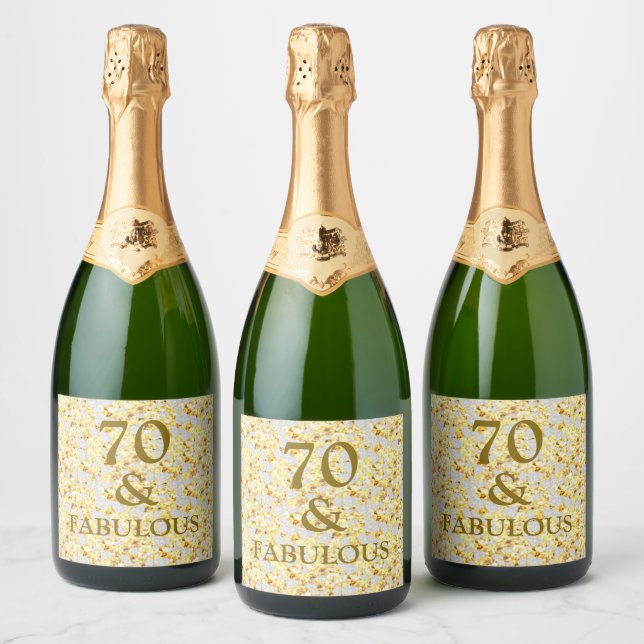 Étiquettes Pour Bouteilles De Vin Mousseux 70e anniversaire  (Bouteilles)