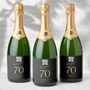 Étiquettes Pour Bouteilles De Vin Mousseux 70e anniversaire Black Gold Photo