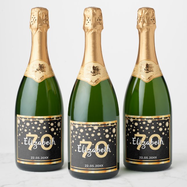 Étiquettes Pour Bouteilles De Vin Mousseux 70e anniversaire diamants parties scintillant or n (Bouteilles)