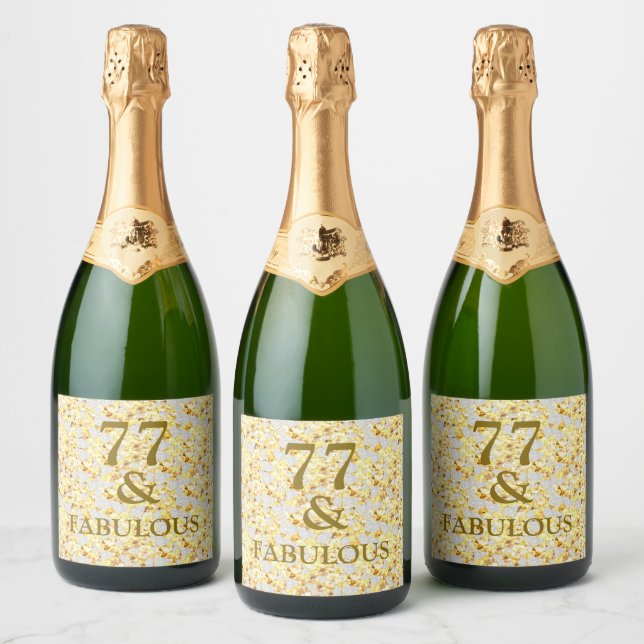 Étiquettes Pour Bouteilles De Vin Mousseux 77e anniversaire  (Bouteilles)
