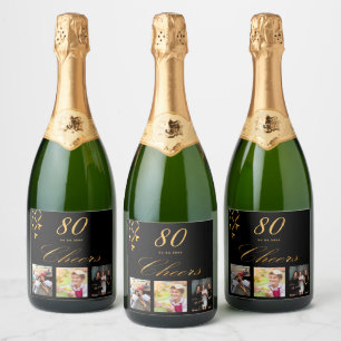 Étiquettes Pour Bouteilles De Vin Mousseux 80e anniversaire noir or acclamé photo