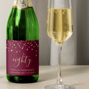 Étiquettes Pour Bouteilles De Vin Mousseux 80e anniversaire Triangle d'or Confetti Bourgogne
