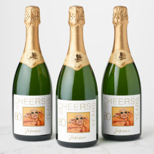 Étiquettes Pour Bouteilles De Vin Mousseux À 80 ans de bons voeux Photo Élégant