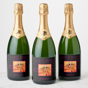 Étiquettes Pour Bouteilles De Vin Mousseux À 80 ans, félicitations Photo Élégant
