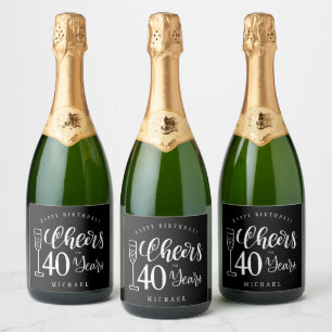 Étiquettes Pour Bouteilles De Vin Mousseux À la santé de tout âge typographie hommes joyeux a