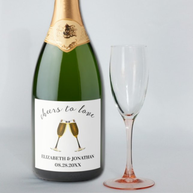 Étiquettes Pour Bouteilles De Vin Mousseux À l'amour, flûtes de champagne (Créateur téléchargé)