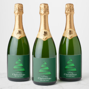 Étiquettes Pour Bouteilles De Vin Mousseux Abstrait arbre de Noël vert