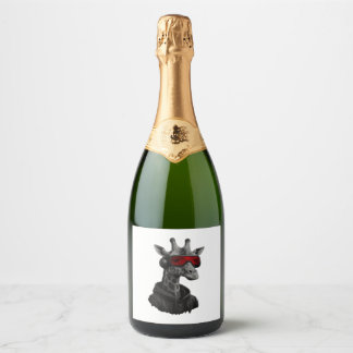 Étiquettes Pour Bouteilles De Vin Mousseux Abstraite girafe rouge et noire T-shirt classique