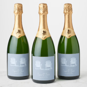 Étiquettes Pour Bouteilles De Vin Mousseux Adirondack Chaises De Plage Dusty Bleu Blanc Rusti