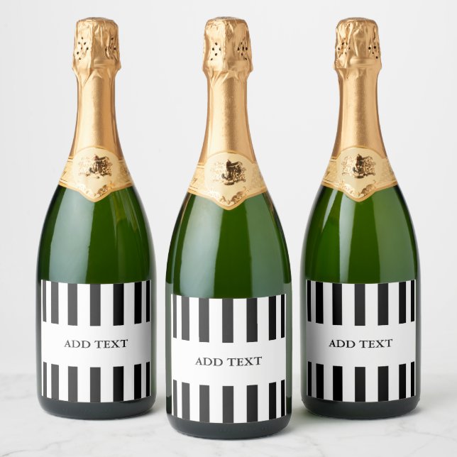 Étiquettes Pour Bouteilles De Vin Mousseux Ajouter votre texte Référence en noir et blanc (Bouteilles)