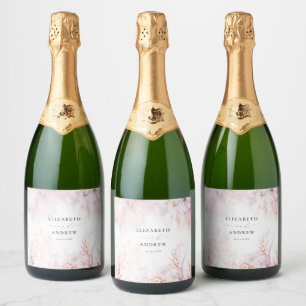 Étiquettes Pour Bouteilles De Vin Mousseux Algues sous-marines Mariage de coquillage