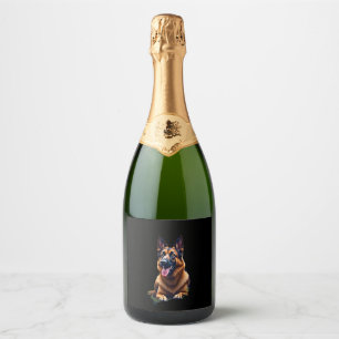 Étiquettes Pour Bouteilles De Vin Mousseux Allemand Berger Chien Tête Portrait Amoureux des c
