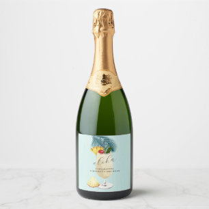 Étiquettes Pour Bouteilles De Vin Mousseux Aloha Pina Colada Green Cocktail fête d'anniversai