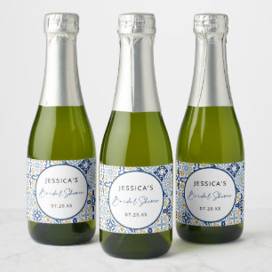 Étiquettes Pour Bouteilles De Vin Mousseux Amalfi Carreau Bleu Jaune Enterrement de Vie de Je