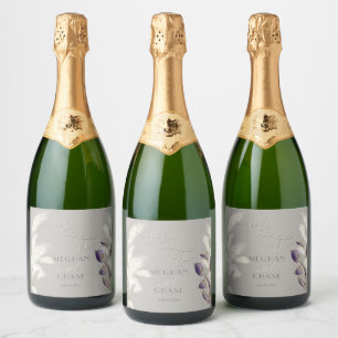 Étiquettes Pour Bouteilles De Vin Mousseux Améthyste de graminées de Pampas Anthurium