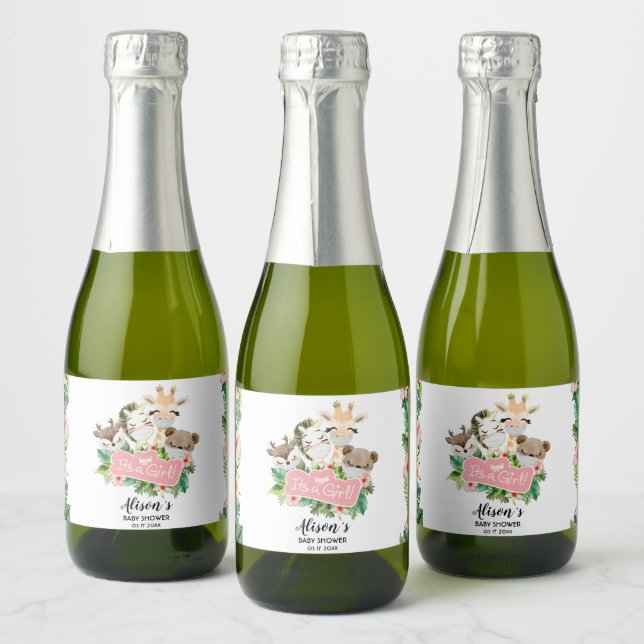 Étiquettes Pour Bouteilles De Vin Mousseux Amis Safari | Baby shower Mini Vin mousseux L (Bouteilles)