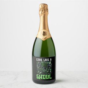 Étiquettes Pour Bouteilles De Vin Mousseux Amusant Costume d'Halloween Gamer Ordinateur