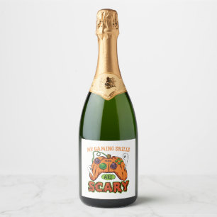 Étiquettes Pour Bouteilles De Vin Mousseux Amusant Halloween Compétences de jeu Gamer Filles 